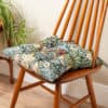 William Morris Strawberry Thief Tapestry Quilted Seat Pad in Green