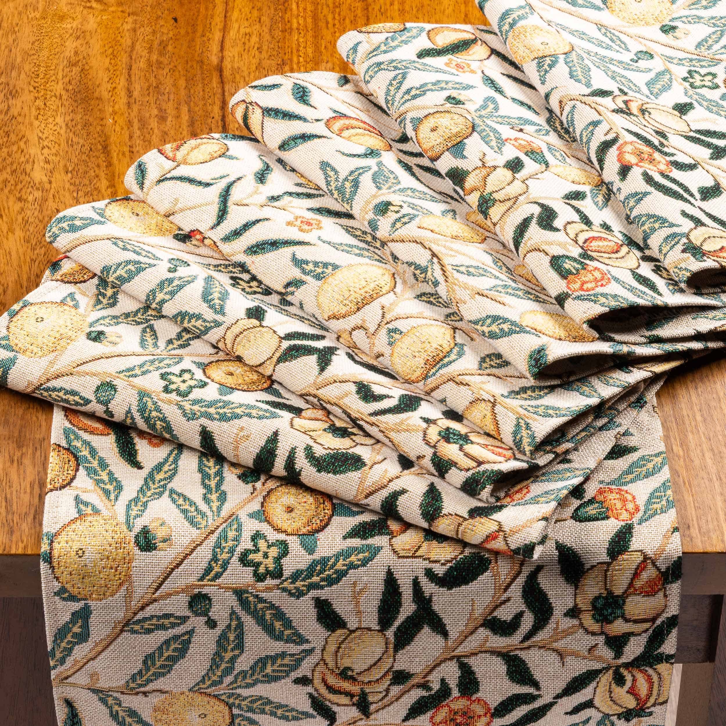 William Morris Pomegranate Tapestry Table Runner in Yellow