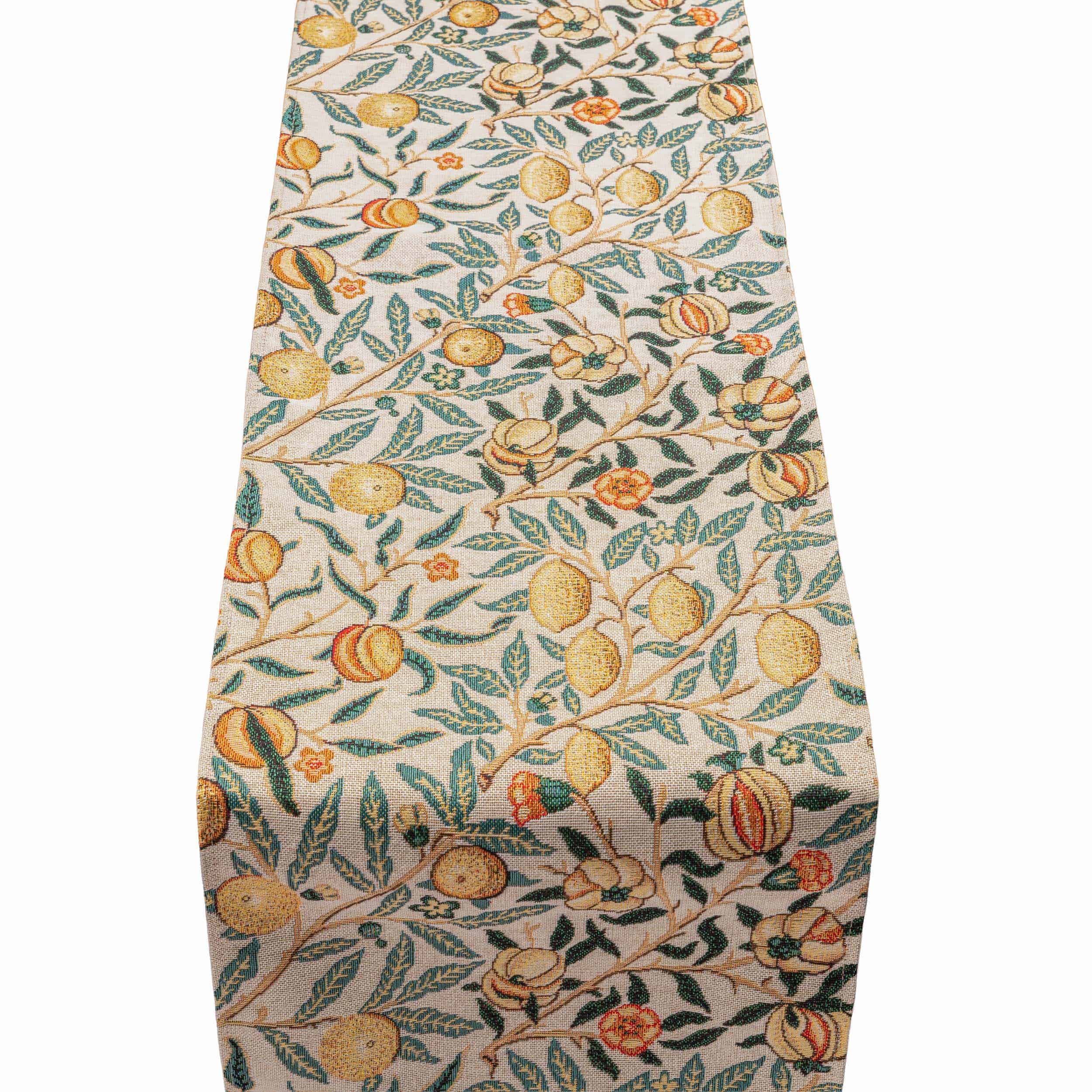 William Morris Pomegranate Tapestry Table Runner in Yellow