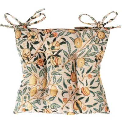 William Morris Pomegranate Tapestry Quilted Seat Pad in Yellow