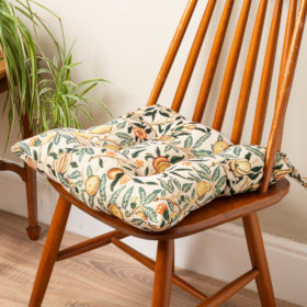 William Morris Pomegranate Tapestry Quilted Seat Pad in Yellow