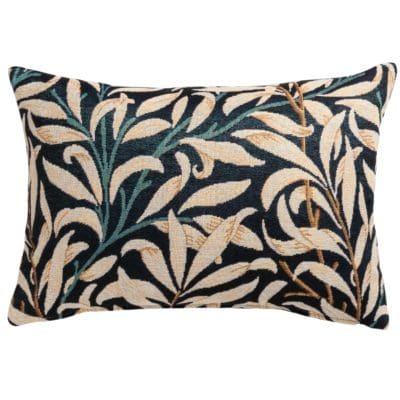 William Morris Willow Bough Tapestry Boudoir Cushion in Ink Black