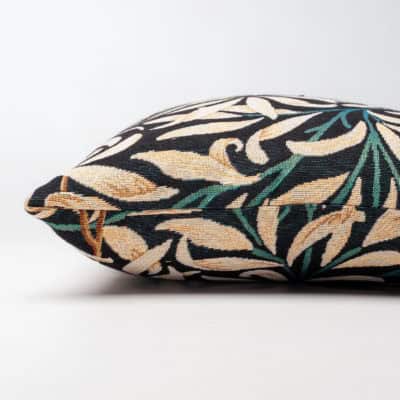 William Morris Willow Bough Tapestry Boudoir Cushion in Ink Black