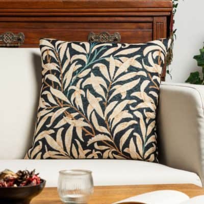 William Morris Willow Bough Tapestry Cushion in Ink Black