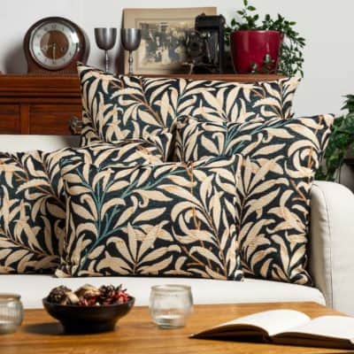 William Morris Willow Bough Tapestry Cushion in Ink Black