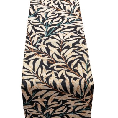 William Morris Willow Bough Tapestry Table Runner in Ink Black
