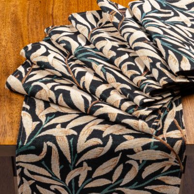 William Morris Willow Bough Tapestry Table Runner in Ink Black