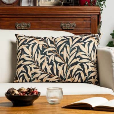 William Morris Willow Bough Tapestry XL Rectangular Cushion in Ink Black