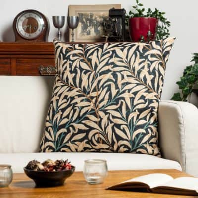 William Morris Willow Bough Tapestry Extra-Large Cushion in Ink Black
