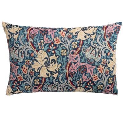 William Morris Golden Lily Tapestry XL Rectangular Cushion in Teal Blue
