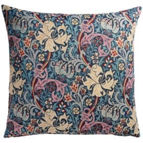 William Morris Golden Lily Tapestry Extra-Large Cushion in Teal Blue