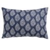 Linden Leaf Linen Blend Paisley Motif Boudoir Cushion in Indigo Blue