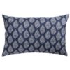 Linden Leaf Linen Blend Paisley Motif XL Rectangular Cushion in Indigo Blue