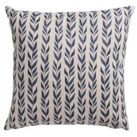 Linden Leaf Stripe Linen Blend Cushion in Indigo Blue