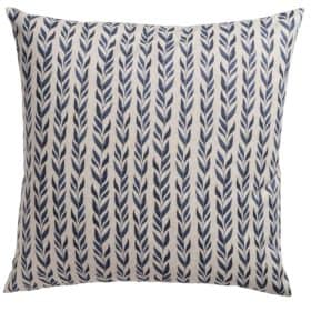Linden Leaf Stripe Linen Blend Extra-Large Cushion in Indigo Blue