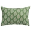 Linden Leaf Linen Blend Paisley Motif Boudoir Cushion in Fern Green