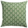 Linden Leaf Linen Blend Paisley Motif Extra-Large Cushion in Fern Green