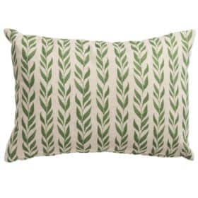 Linden Leaf Stripe Linen Blend Boudoir Cushion in Fern Green