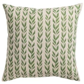 Linden Leaf Stripe Linen Blend XL Rectangular Cushion in Fern Green