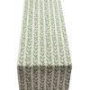 Linden Leaf Stripe Linen Blend Table Runner in Fern Green