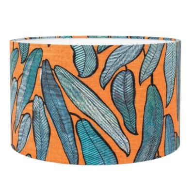 Linen Leaves in Tango Orange Lampshade