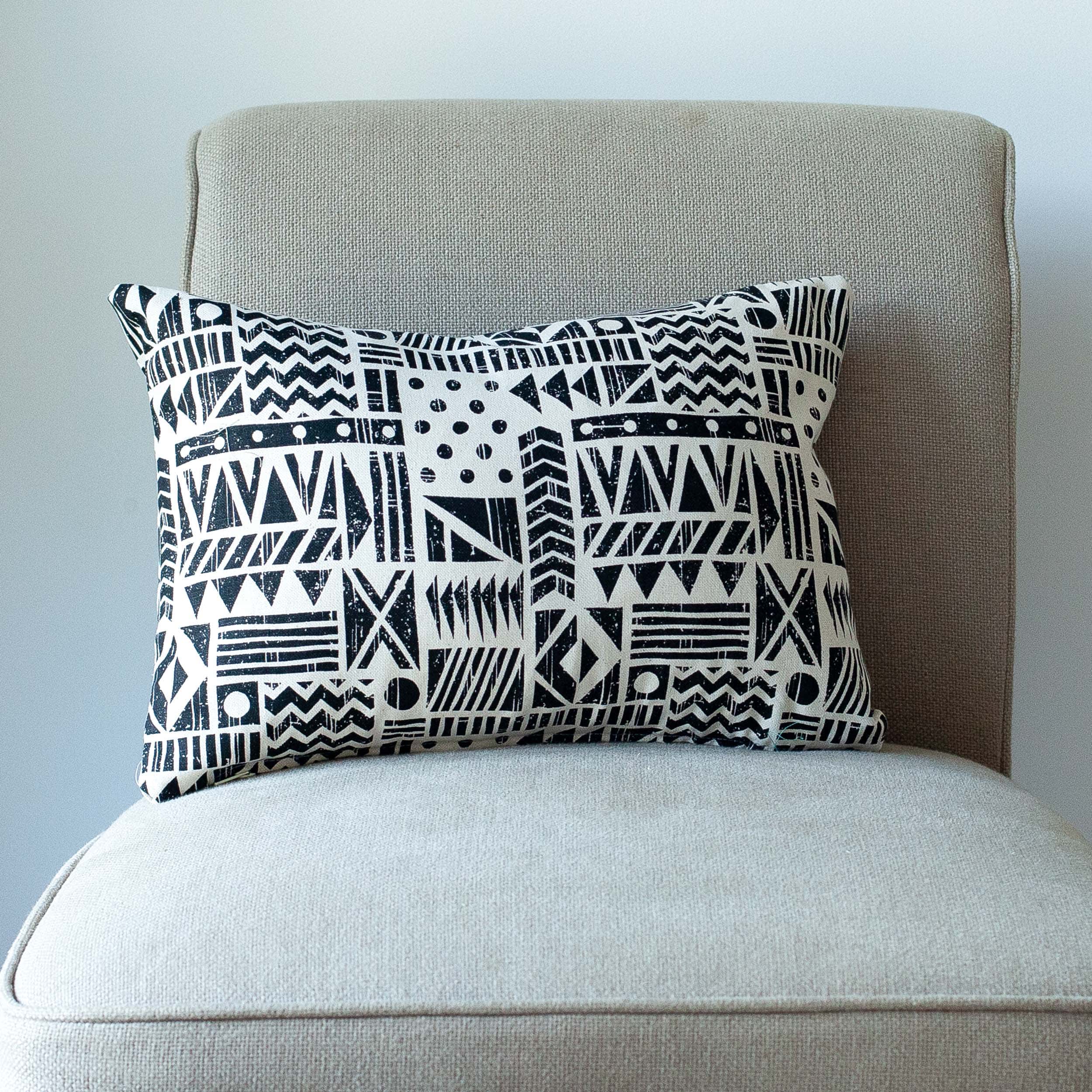 Monochrome Navajo Print Boudoir Cushion