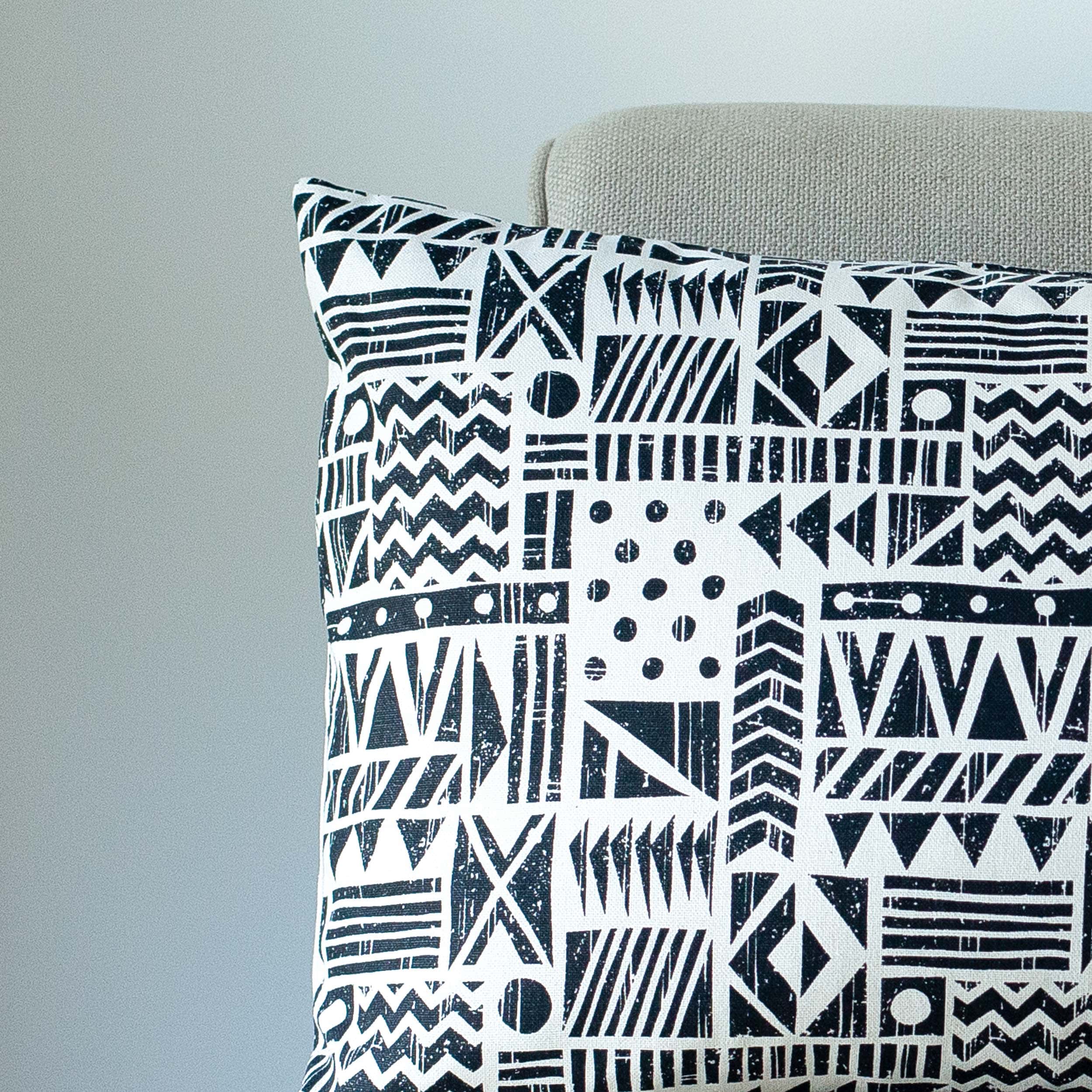 Monochrome Navajo Print Boudoir Cushion