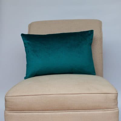 Bella Plain Velvet Boudoir Cushion in Teal Blue