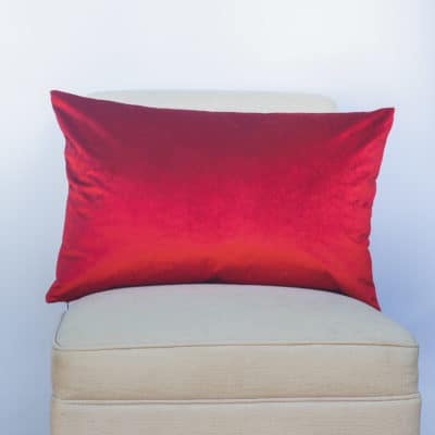 Bella Plain Velvet XL Rectangular Cushion in Red