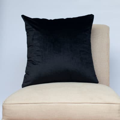 Bella Plain Velvet Cushion in Black