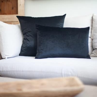Bella Plain Velvet Cushion in Black