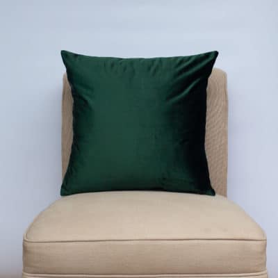 Bella Plain Velvet Cushion in Green