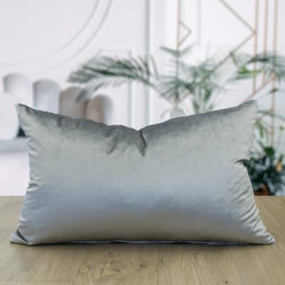 Bella Plain Velvet Boudoir Cushion in Metallic Silver