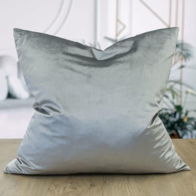 Bella Plain Velvet Cushion in Metallic Silver