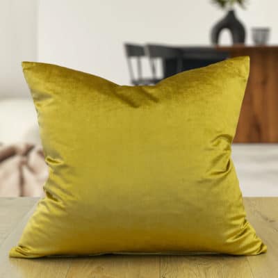 Bella Plain Velvet Cushion in Metallic Gold