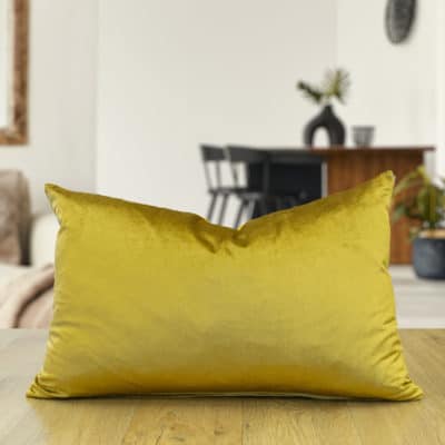 Bella Plain Velvet XL Rectangular Cushion in Metallic Gold