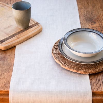 100% Linen Table Runner in Natural
