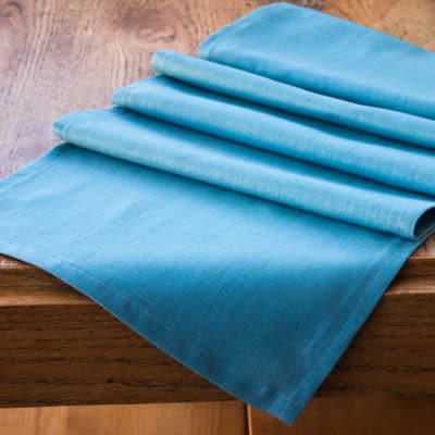 100% Linen Table Runner in Teal Blue