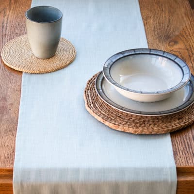 100% Linen Table Runner in Duck Egg Blue
