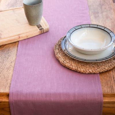 100% Linen Table Runner in Blush Pink