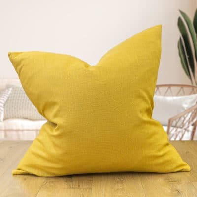 100% Linen Extra-Large Cushion Cover in Ochre Yellow