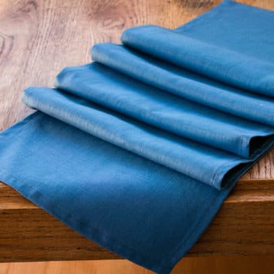 100% Linen Table Runner in Denim Blue