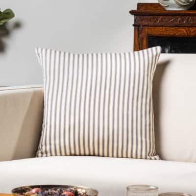 Cream and Grey Nautical Ticking Cushion
