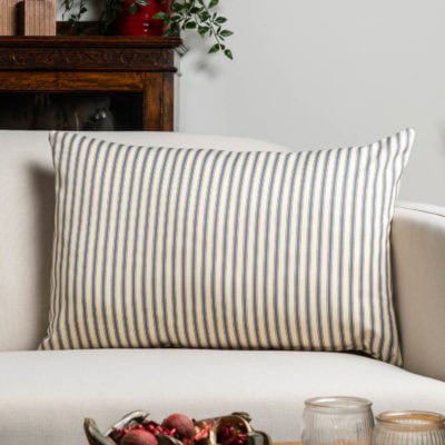 Ivory and Grey Nautical Ticking XL Rectangular Cushion