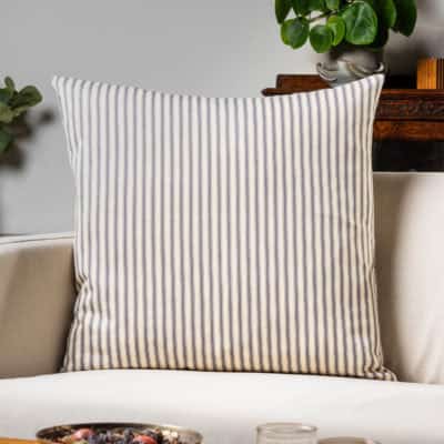 Cream and Grey Nautical Ticking Extra-Large Cushion