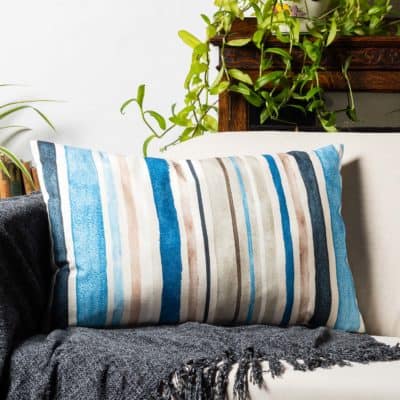 Watercolour Ocean Stripe XL Rectangular Cushion