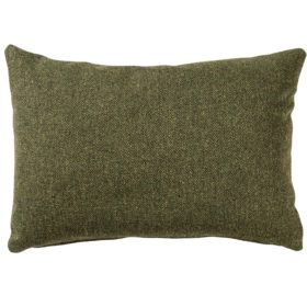 Classic Herringbone Tweed Boudoir Cushion in Vintage Green