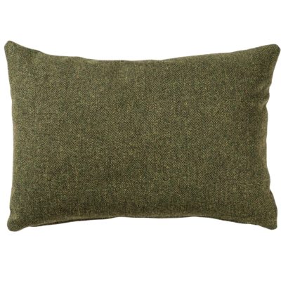 Classic Herringbone Tweed Boudoir Cushion in Vintage Green