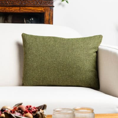 Classic Herringbone Tweed Boudoir Cushion in Vintage Green