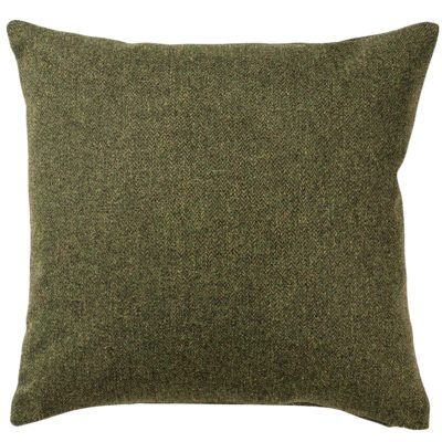 Classic Herringbone Tweed Cushion in Vintage Green